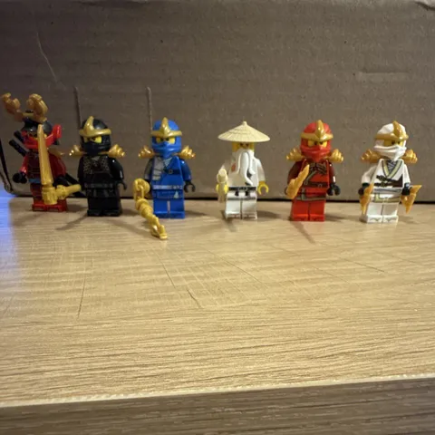 LEGO NINJAGO Minifigures Lot of 6 Gold Armor, Cole, Kai, Jay, Zane, Wu, Nya