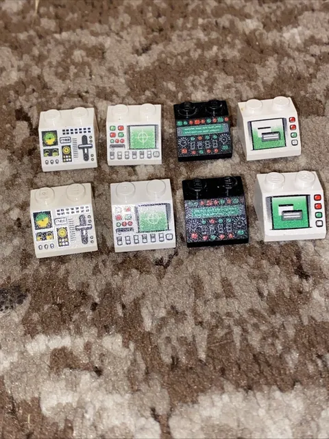 LEGO Lot (8) 2x2 45 Slopes: Control Panels, Computers Black & White