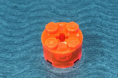 LEGO PART 3941 2X2 ROUND BRICK WITH AXLE HOLE TRANSPARENT NEON ORANGE