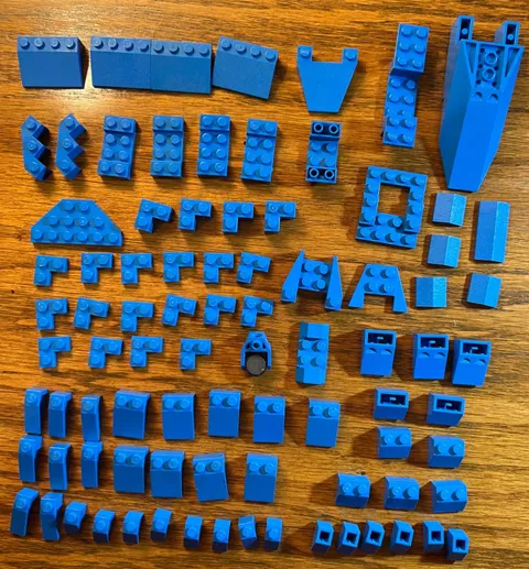 Bulk Lego 1 lb. 13 oz,  basic building bricks and small flats/plates - all BLUE