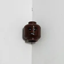 Lego Head Black Skin Smiling Chiseled Face One Side Minifigure Minifig