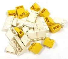Vintage LEGO Sloped Bricks Roof – Yellow & White – Bundle