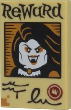 LEGO 26603 Tile 2 x 3 with Wanted Poster 'Reward', Female Vampire, Crown Pattern