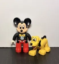 Duplo LEGO Disney Minifigures Mickey Mouse Pluto Dog Figure Lot of 2
