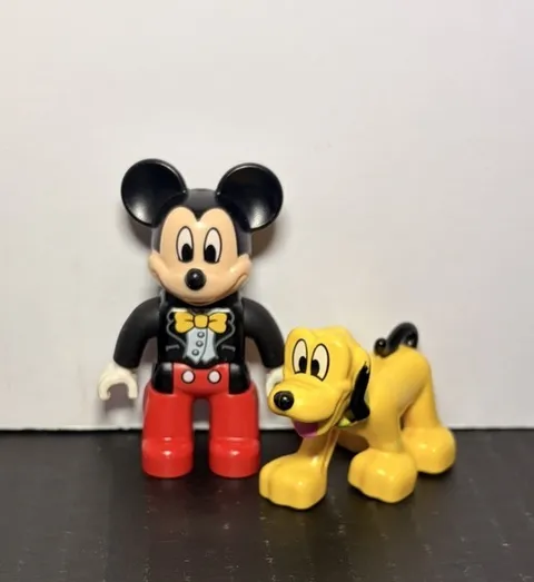 Duplo LEGO Disney Minifigures Mickey Mouse Pluto Dog Figure Lot of 2