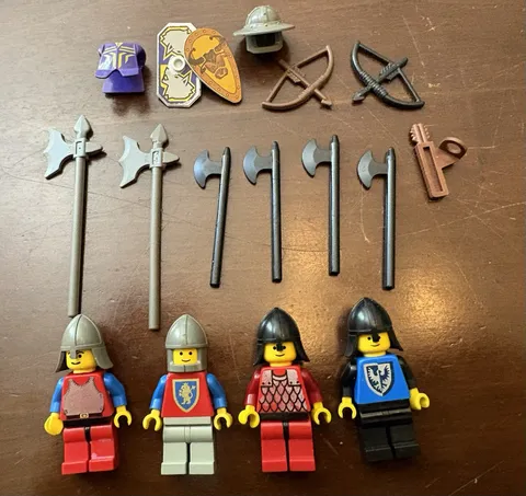 Vintage LEGO Castle Minifigure Lot w/ Knights, Weapons & Accessories