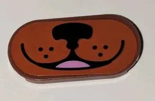 Lego 2x4 Reddish Brown Oval Tile With Dog Face Mouth Nose Whiskers Pattern Part