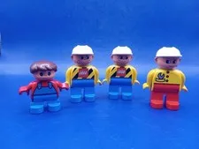 LEGO DUPLO Figures Lot (4 Figures) 3 Construction Workers & 1 Boy Overalls 