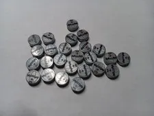 LEGO LOT 24 ROUND SILVER SMOOTH TILE 1X1 THERMAL DETONATOR RED BUTTON STAR WARS