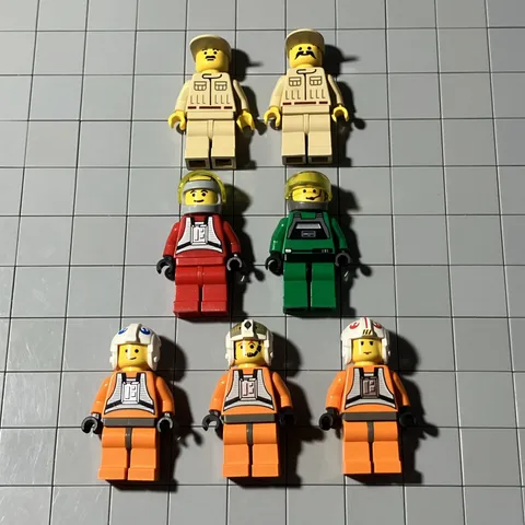 Vintage Lego Rebel Pilot Minifigs Star Wars Figures Luke Skywalker A-Wing D5 72