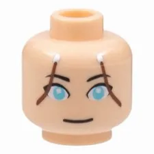 LEGO Minifigure, Head Female Sky Blue Eyes, Brown Hair