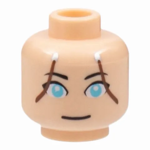 LEGO Minifigure, Head Female Sky Blue Eyes, Brown Hair
