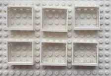 Lego White 1x4x3 window frame with flip up windowpane x 6