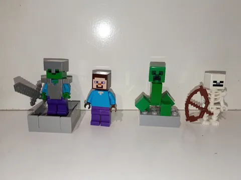 Lego Mini Figure Lot Minecraft Zombie, Steve, Creeper and Skeleton 