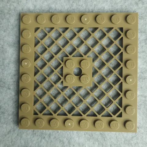 LEGO 4151b Plate Modified 8 x 8 Lattice with Hole in Center Dark Tan x1 Genuine