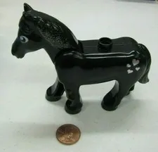 Vtg. Lego Duplo CASTLE PRINCESS BLACK HORSE Hearts Glitter Mane Farm Zoo Animal