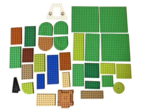 Lot of 32 Lego Plates Various Shapes Sizes and Colors