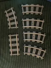 LEGO 9V Train Tracks in Gray 5 Curved and One Straight Lot of 6
