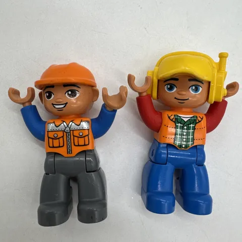 Lego Duplo Figure Pilot Airplane Helicopter Orange Vest And Construction