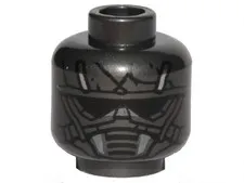 LEGO Pearl Dark Gray Minifigure, Head Mask Black Lines and Silver Accents Patter