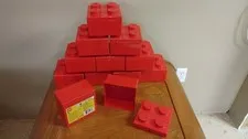 12 Red LEGO Square Brick Storage Container Brand New 4 Peg 2x2 Knob Lego Block