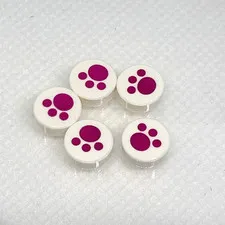 LEGO Parts - White Tile, Round 1 x 1 Magenta Paw Print - No 98138pb120 - QTY 5