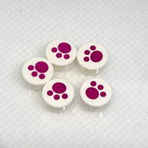 LEGO Parts - White Tile, Round 1 x 1 Magenta Paw Print - No 98138pb120 - QTY 5