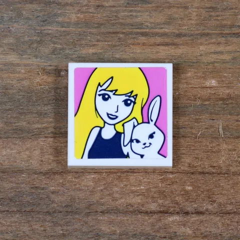 LEGO White Tile 2x2 Friends Girl Bunny Photo 3068pb1423 1Pc