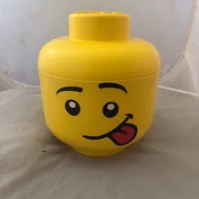 Lego Large Yellow Storage Container Silly Head Face Tongue Out Excellent Shape