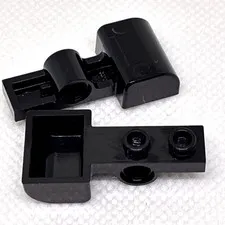 LEGO Parts - Black Plate, Modified 1 x 2 w/ Pin Hole and Bucket Catapult - QTY 2