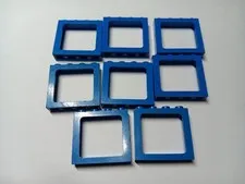 LEGO LOT 8 BLUE TRAIN WINDOWS HOLLOW STUDS 1X4X3 #4033 NO PANES