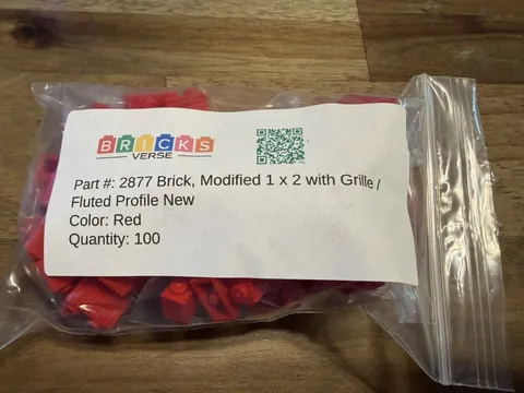100 New Genuine LEGO Red 1x2 Profile Grille Bricks 2877 Bulk Lot MOC