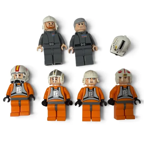 LEGO Star Wars Minifigures Lot 6pc Orange Grey Rebel Pilot Imperial Officer