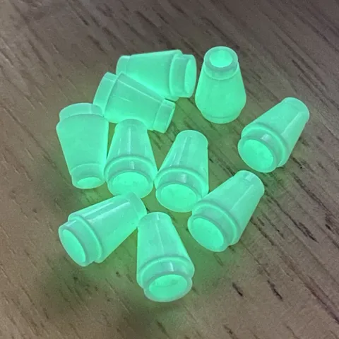 LEGO 10x Glow In The Dark White 1x1 Cone Top Groove Part 4589b Genuine