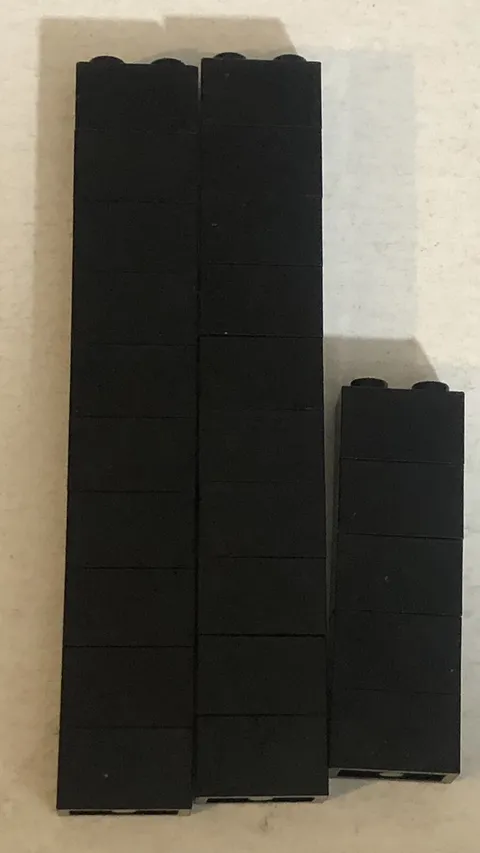 Lego 1x2 Brick Bricks Lot Of 25 Pieces Parts Toy Toys 2 Pegs Black