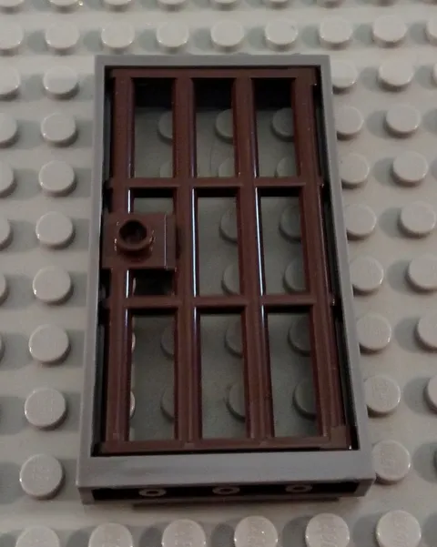 LEGO Dark Bluish Gray 1x4x6 Frame with Dark Brown Barred Jail Door