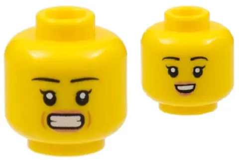 Lego New Robot Minifigure Head Yellow Female Smile Teeth / Stressed Smile D185