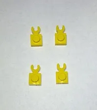 Lego Lot Of 4 Bright Yellow 1x1 Plate W/ Holder Holders New City Horizontal Arm