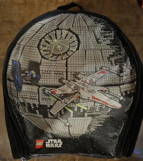 LEGO Star Wars Death Star X Wing Shaped Zip Storage Brick Carrying Case Toy Tote