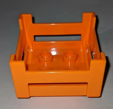 LEGO DUPLO 6446 CONTAINER WOODEN-STYLE STORAGE CRATE ORANGE PIECE PART RARE HTF