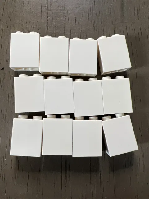 LEGO 3245c White Brick 1 x 2 x 2 with Inside Stud Holder 12 Pieces
