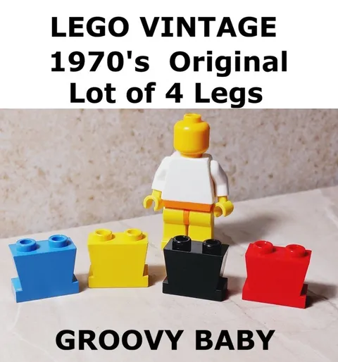 LEGO Vintage LEGS Lot of 4 Red Yellow Blue One Piece Retro 70's Original Body
