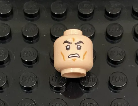 LEGO Light Nougat Flesh Head, Cheek Lines & Dimple, Very Disturbed Upset Angry