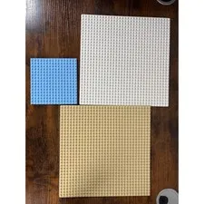 LEGO Baseplate Lot 3pc Tan White Blue 32x32 16x16 Stud Building Plates Classic