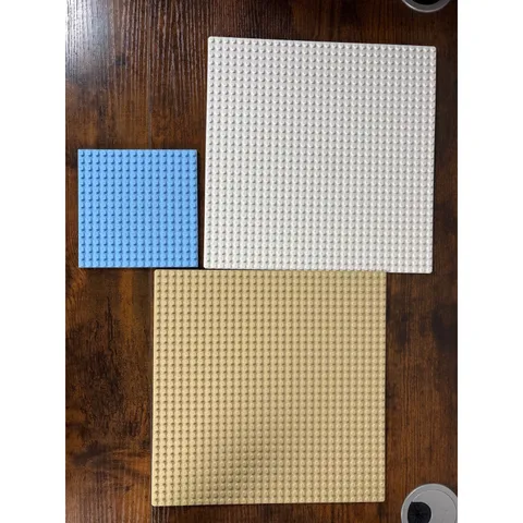 LEGO Baseplate Lot 3pc Tan White Blue 32x32 16x16 Stud Building Plates Classic