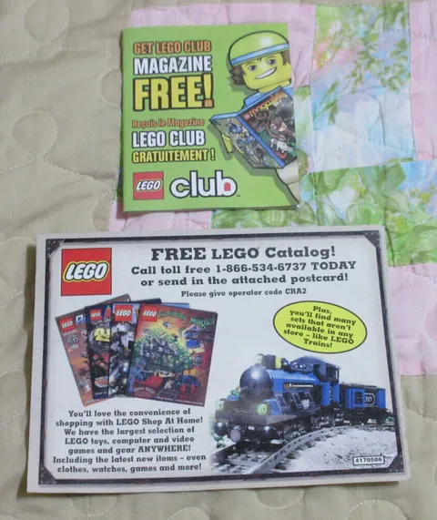 Pair of Lego Club Membership Sign-Up Mail In Cards Postcard Coupon Magazine