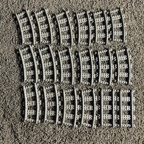 LEGO Train Track 9V Lot of 18 Pcs Dark Gray - 2 Straight 2865 and 16 Curved 2867