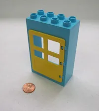 Lego Duplo Blue & Yellow Large Door Window Pane Unit Building Block 2X4X6