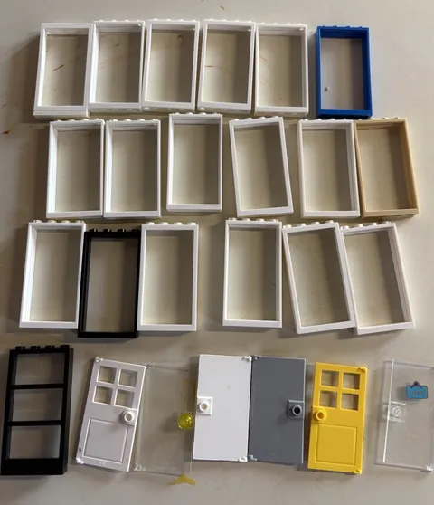 Lego - Lot Of 25 Assorted Colored  Door frames & doors. Great For MOC