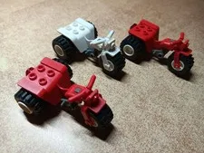 LEGO BULK LOT OF 3 MINIFIGURE MOTORCYCLE ATV'S TRICYCLE RED WHITE